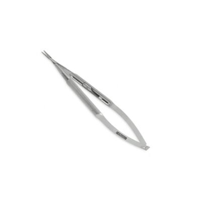 High-quality Reill Micro Needle Holder with a round body, designed for secure needle handling and precise suturing during microsurgical, ophthalmic, and plastic surgical procedures, manufactured by RealForge.