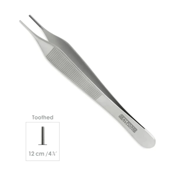High-quality Adson DeBakey Forceps designed for atraumatic tissue handling and precise grasping during cardiovascular, vascular, and general surgical procedures, manufactured by RealForge.