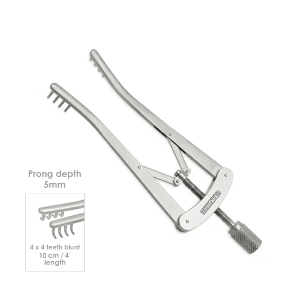 High-quality Alms Retractor Long designed for precise skin and soft tissue retraction during plastic, reconstructive, and cosmetic surgical procedures, manufactured by RealForge.