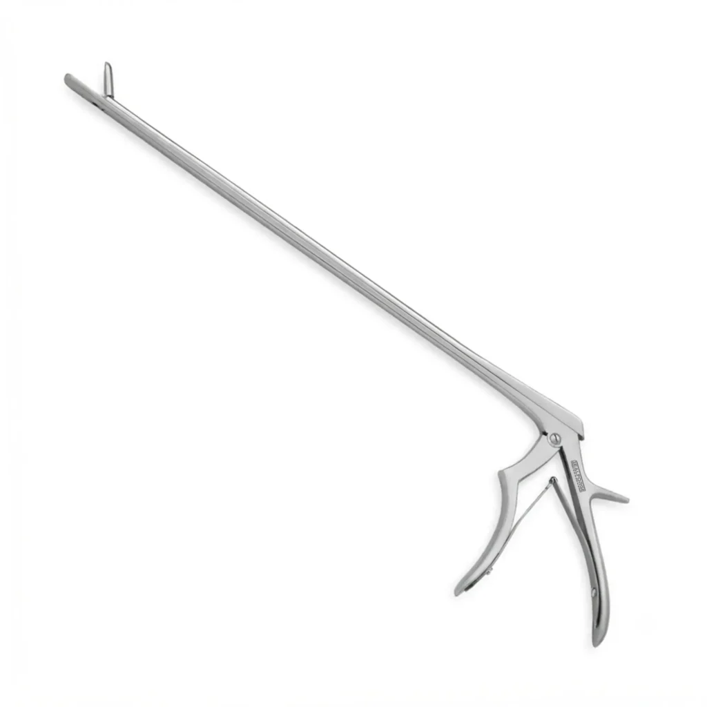 High-quality Anterior Disc Rongeur with a 35 cm length, designed for precise grasping and removal of intervertebral disc tissue during anterior spinal procedures, manufactured by RealForge.
