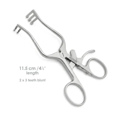 High-quality Baby Weitlaner Self-Retaining Retractor designed for hands-free soft tissue retraction during plastic, reconstructive, and hand surgical procedures, manufactured by RealForge.