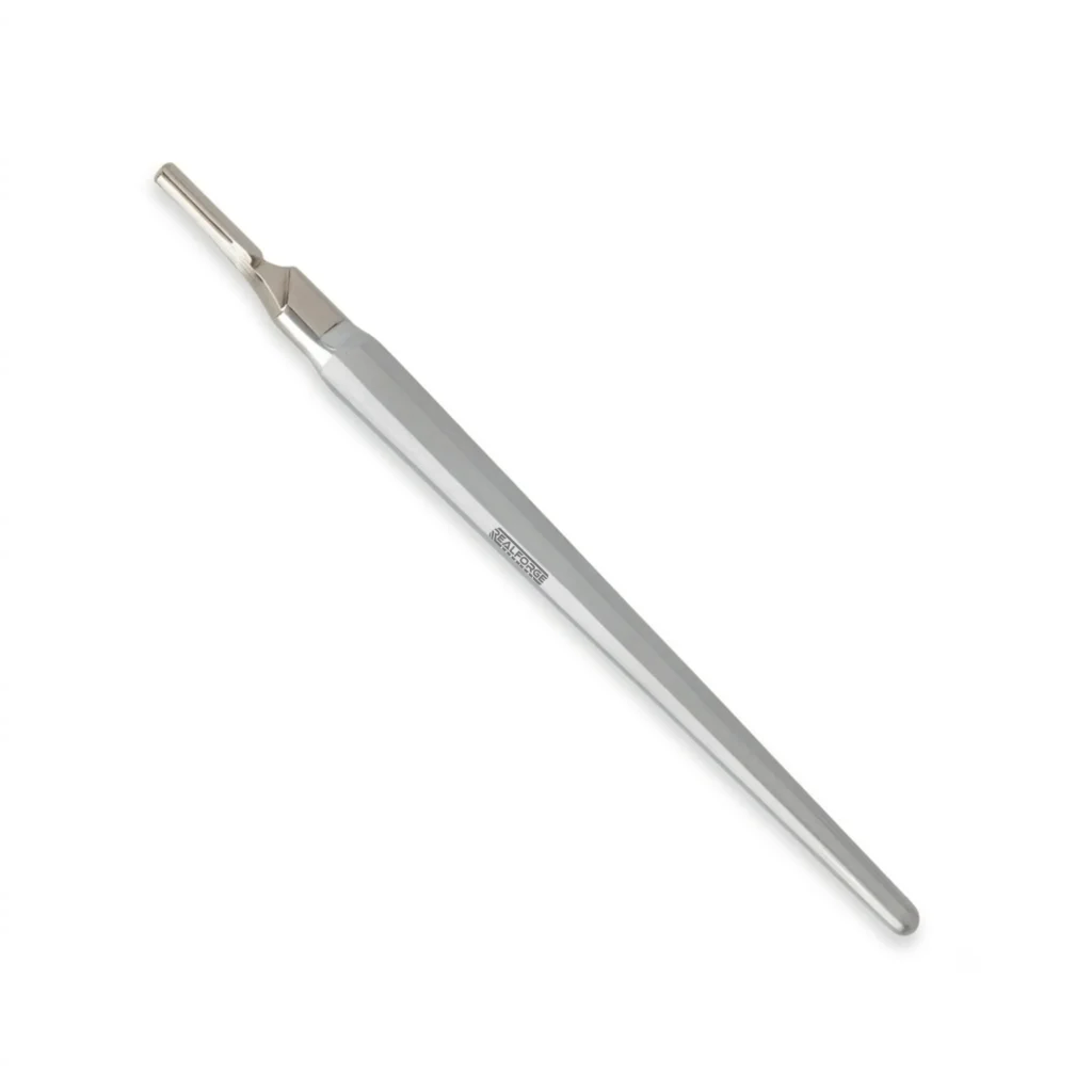 High-quality Barron's Scalpel Blade Holder No. 3 designed for secure scalpel blade attachment and precise surgical incisions during general, plastic, and reconstructive procedures, manufactured by RealForge.