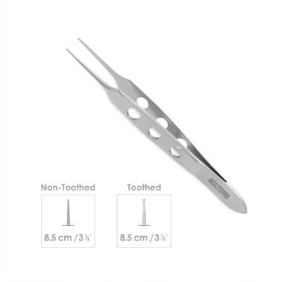 High-quality Bishop-Harmon Forceps designed for delicate tissue handling and precise grasping during plastic, reconstructive, and microsurgical procedures, manufactured by RealForge.