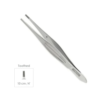 High-quality Castroviejo Brown Tissue Forceps designed for delicate tissue handling and precise grasping during ophthalmic, microsurgical, and plastic surgical procedures, manufactured by RealForge.