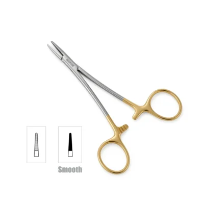 High-quality Derf Needle Holder designed for secure needle handling and precise suturing during microsurgical, ophthalmic, and plastic surgical procedures, manufactured by RealForge.