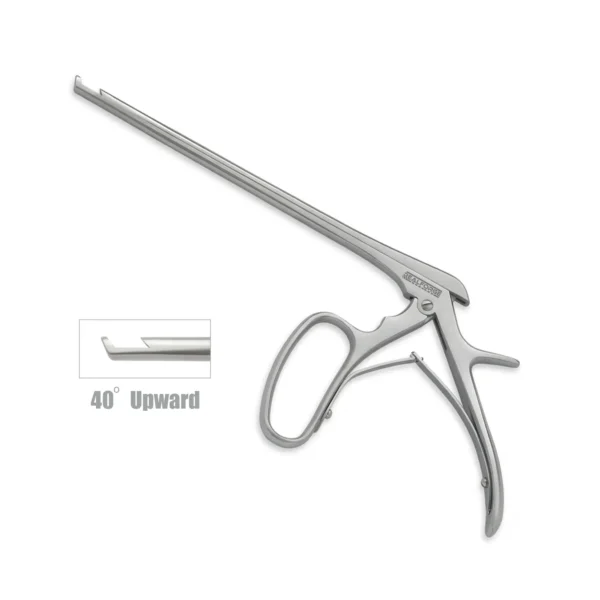 High-quality Ferris-Smith Kerrison Laminectomy Punch with a 40-degree upward angled jaw, designed for precise bone removal during spinal and neurosurgical procedures, manufactured by RealForge.