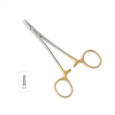 High-quality Halsey Needle Holder designed for secure needle handling and precise suturing during general, plastic, dental, and microsurgical procedures, manufactured by RealForge.