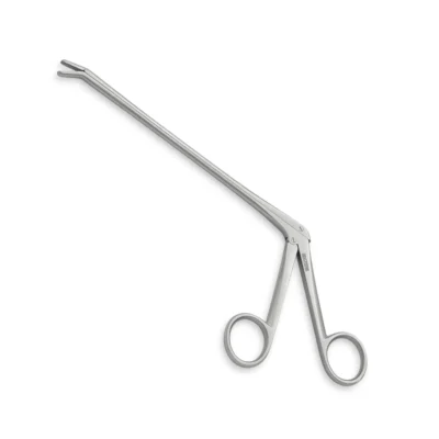 High-quality Intervertebral Disc Rongeur with a 40-degree angled downward jaw, designed for precise grasping and removal of intervertebral disc tissue during spinal and neurosurgical procedures, manufactured by RealForge.