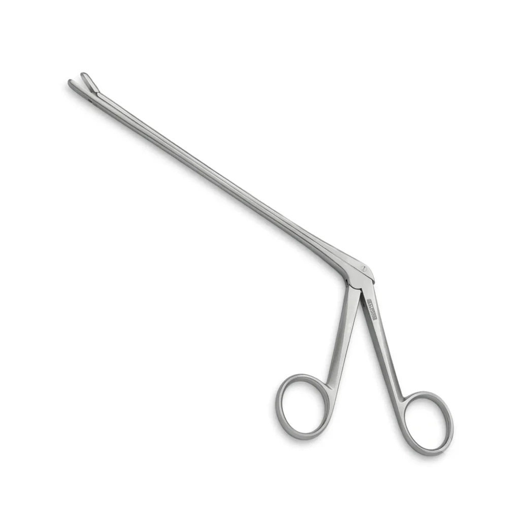 High-quality Intervertebral Disc Rongeur with a straight jaw, designed for precise grasping and removal of intervertebral disc tissue during spinal and neurosurgical procedures, manufactured by RealForge.