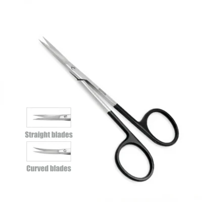 High-quality Iris Scissors designed for delicate tissue dissection and precise cutting during ophthalmic, plastic, and microsurgical procedures, manufactured by RealForge.