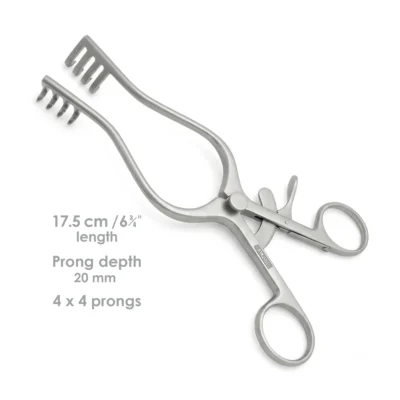 High-quality Irwin Self-Retaining Retractor designed for hands-free soft tissue retraction during plastic, reconstructive, and general surgical procedures, manufactured by RealForge.