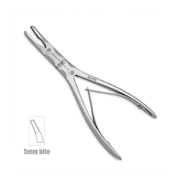 High-quality Jansen Bone Nibbler designed for precise bone cutting and removal during orthopedic, spinal, and neurosurgical procedures, manufactured by RealForge.