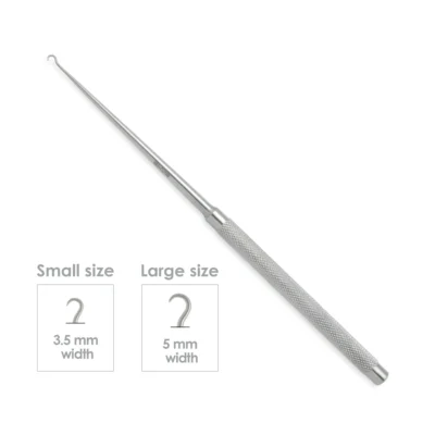 High-quality Klienert-Kutz Skin Hook designed for delicate skin retraction during plastic, reconstructive, and hand surgical procedures, manufactured by RealForge.