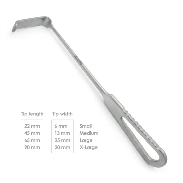 High-quality Langenbeck Retractor designed for retracting soft tissue during general, orthopedic, and plastic surgical procedures, manufactured by RealForge.