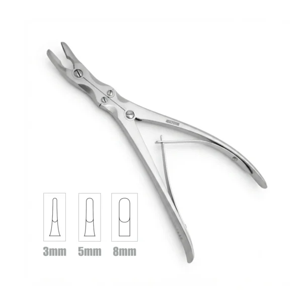 High-quality Leksell Bone Nibbler designed for precise bone cutting and removal during orthopedic, spinal, and neurosurgical procedures, manufactured by RealForge.