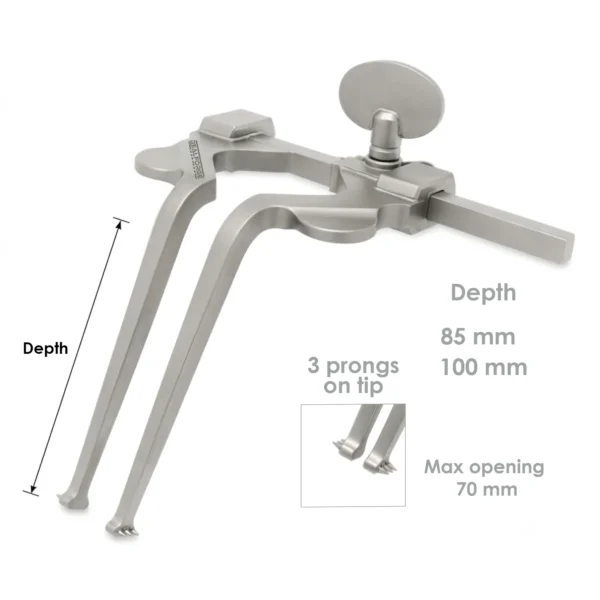 High-quality Lumbar Vertebral Spreader designed for controlled vertebral distraction during lumbar spine and neurosurgical procedures, manufactured by RealForge.