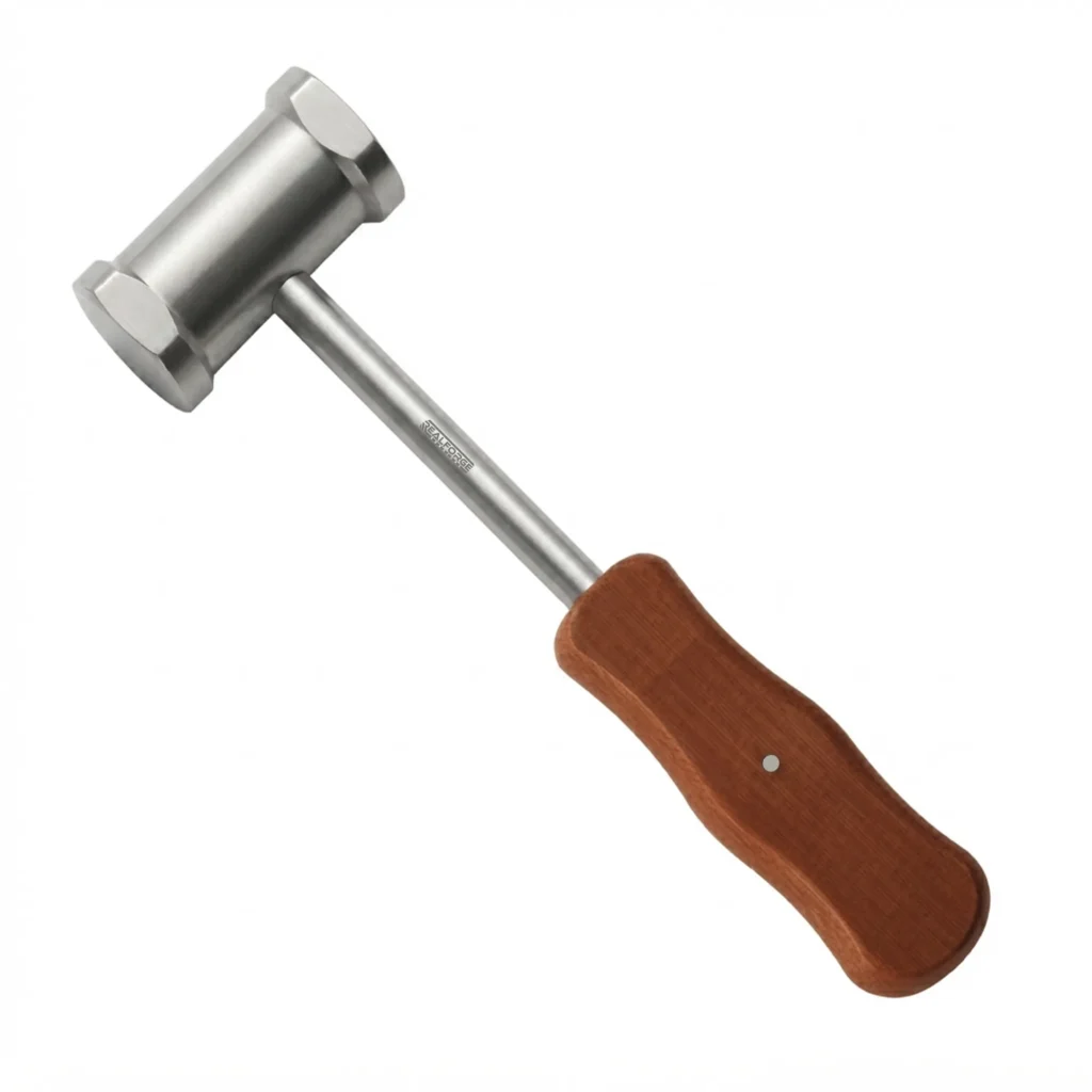 High-quality Mallet with Tufnol Handle designed for controlled bone manipulation and osteotome use during orthopedic surgical procedures, manufactured by RealForge.