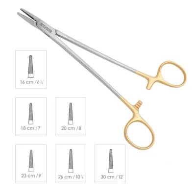 High-quality Mayo-Hegar Needle Holder designed for secure needle handling and precise suturing during general, orthopedic, and surgical procedures, manufactured by RealForge.