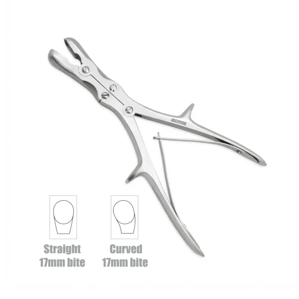 High-quality Mr. Blobby Stille-Luer Bone Nibbler designed for precise bone cutting and removal during orthopedic, spinal, and neurosurgical procedures, manufactured by RealForge.