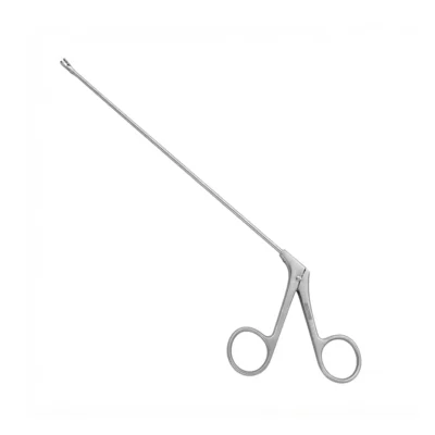 High-quality Nicola Micro Cupped Biopsy Forceps designed for precise tissue sampling and biopsy during microsurgical and neurosurgical procedures, manufactured by RealForge.