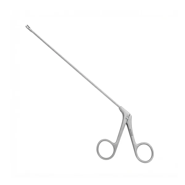 High-quality Nicola Micro Cupped Biopsy Forceps designed for precise tissue sampling and biopsy during microsurgical and neurosurgical procedures, manufactured by RealForge.