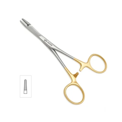 High-quality Olsen-Hegar Combined Needle Holder Scissors designed for secure needle handling, suturing, and suture cutting during general and surgical procedures, manufactured by RealForge.