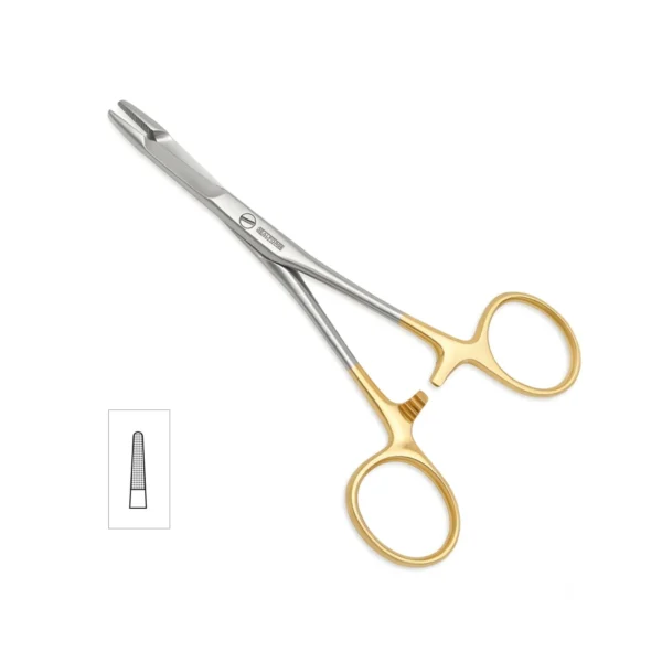 High-quality Olsen-Hegar Combined Needle Holder Scissors designed for secure needle handling, suturing, and suture cutting during general and surgical procedures, manufactured by RealForge.