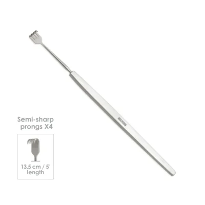 High-quality Rollet-Blair Mini Catspaw Retractor designed for delicate skin and soft tissue retraction during plastic, reconstructive, and hand surgical procedures, manufactured by RealForge.