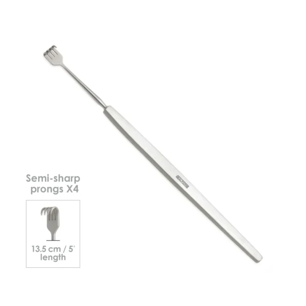 High-quality Rollet-Blair Mini Catspaw Retractor designed for delicate skin and soft tissue retraction during plastic, reconstructive, and hand surgical procedures, manufactured by RealForge.