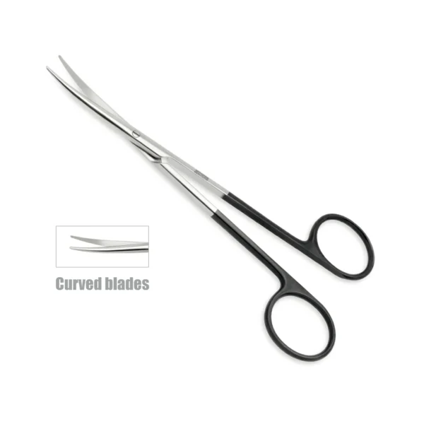 High-quality Slim Baby Metzenbaum Easy Cut Scissors designed for delicate tissue dissection and precise cutting during microsurgical, plastic, and general surgical procedures, manufactured by RealForge.