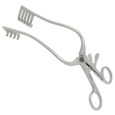 High-quality Travers Self-Retaining Retractor Curved designed for hands-free soft tissue retraction during plastic, reconstructive, and general surgical procedures, manufactured by RealForge.