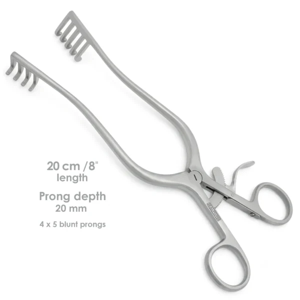 High-quality Travers Self-Retaining Retractor designed for hands-free soft tissue retraction during plastic, reconstructive, and general surgical procedures, manufactured by RealForge.