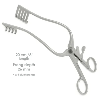 High-quality Travers Self-Retaining Retractor Curved designed for hands-free soft tissue retraction during plastic, reconstructive, and general surgical procedures, manufactured by RealForge.