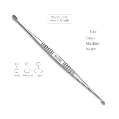 High-quality Volkmann Double-Ended Curette designed for precise tissue curettage and bone debridement during orthopedic and spinal surgical procedures, manufactured by RealForge.