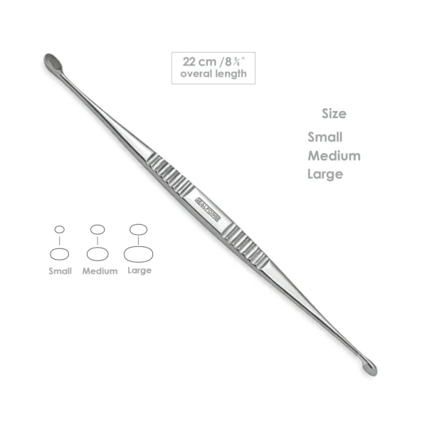 High-quality Volkmann Double-Ended Curette designed for precise tissue curettage and bone debridement during orthopedic and spinal surgical procedures, manufactured by RealForge.
