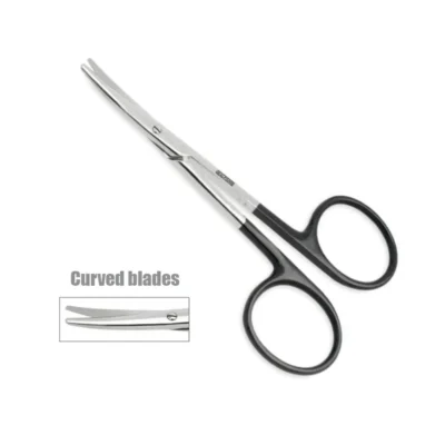 Waldram Scissors with micro serrated curved blades and blunt tips for plastic surgery