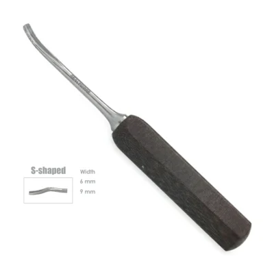 High-quality Zielke S-Shaped Gouge designed for precise bone shaping and removal during spinal and orthopedic surgical procedures, manufactured by RealForge.